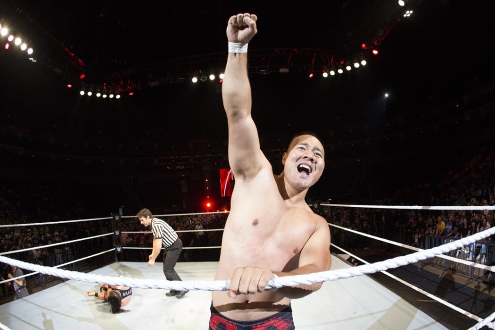 Tian Bing, performing at WWE’s 2016 live event in Shanghai, was the company’s first ever mainland recruit. Photo: Rich Freeda