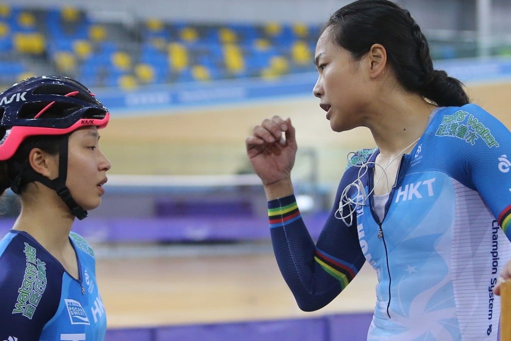 Vivian Ma (left) with Sarah Lee while training at the Hong Kong Velodrome in Tseung Kwan O. Photos: Dickson Lee