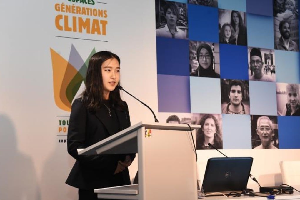 Ada Li, who called for the development of panda solar farms, speaks at the opening ceremony of the youth leadership summer camp 2017. Photo: Handout