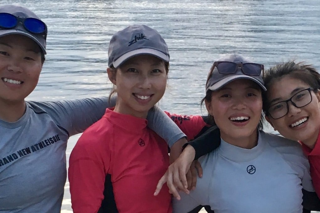 Sarah Meng Yajie (left), Amber Li Xiaobing, Cloris Chen Yuli and Tina Liang Mintian hope to become the first Chinese team to row the Atlantic. Photos: Handout