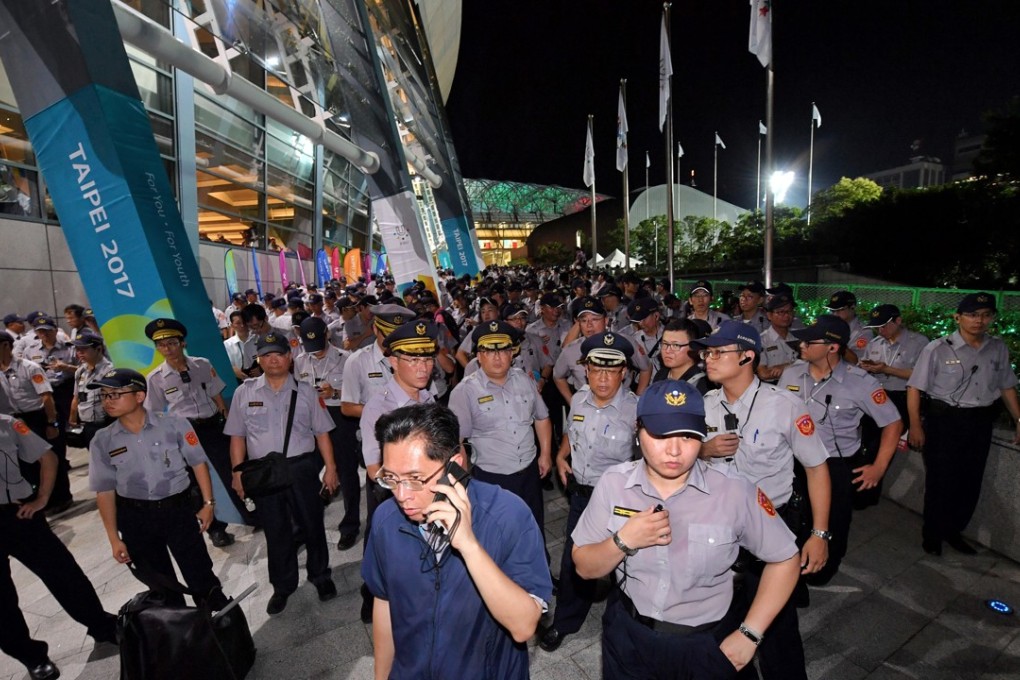 More than 5,000 police were deployed to ensure security at the Universiade in Taipei on Saturday. Photo: CNA