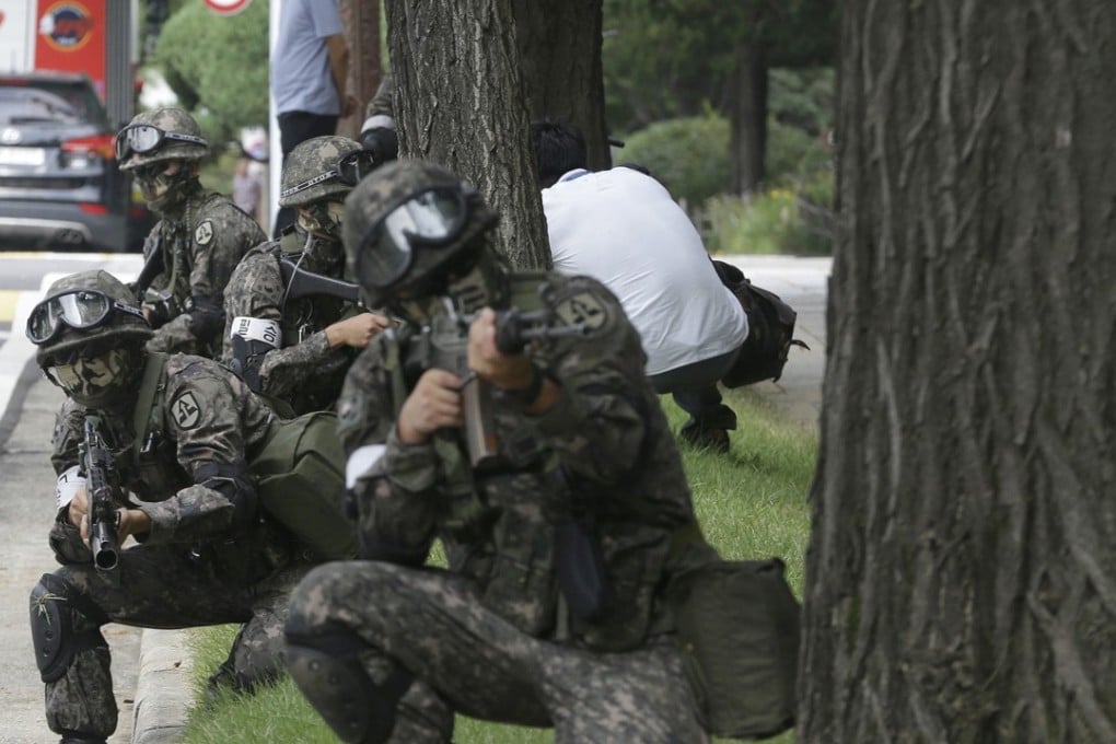 South Korean army soldiers conduct an anti-terror drill during the 2016 Ulchi Freedom Guardian exercise. File photo: AP