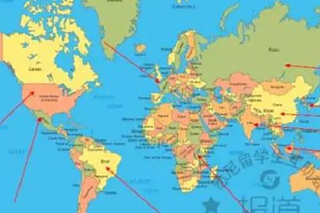 Some Chinese students were offended by an out-of-date map used by an IT lecturer at Sydney University. Photo: Handout