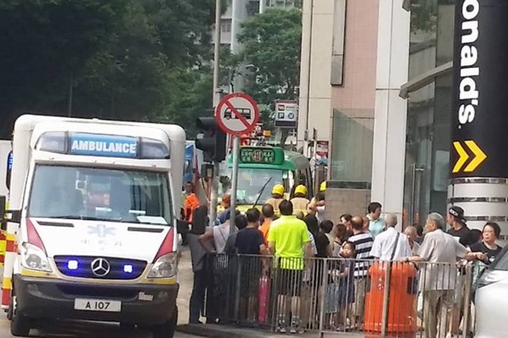 The 60-year-old man was trapped under a minibus and had to be freed by firefighters after the vehicle. Photo: Handout