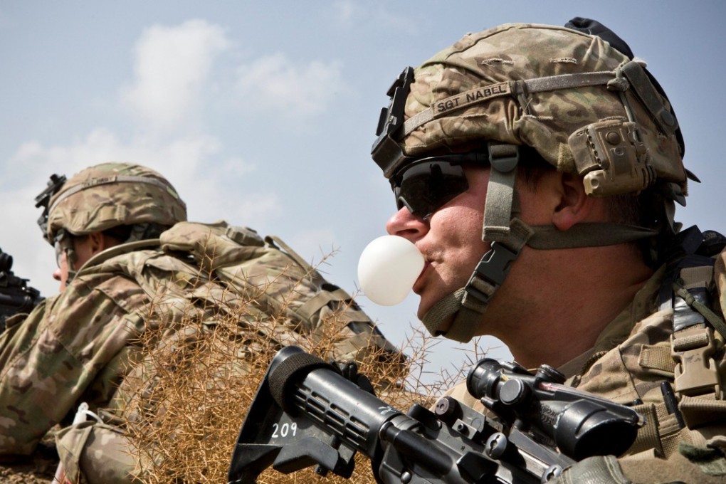 A US Army soldier chews gum during an operation in Kandahar Province in 2013. File photo: Reuters