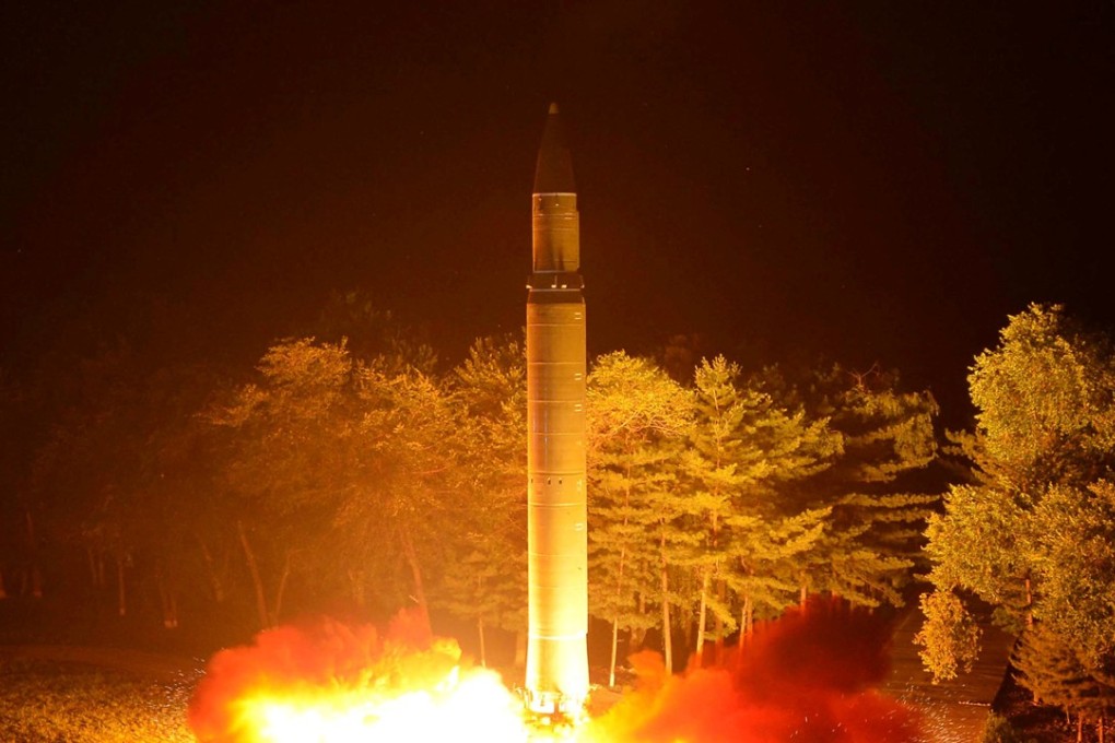 An intercontinental ballistic missile is test-fired from North Korea last month. Photo: KCNA via Reuters