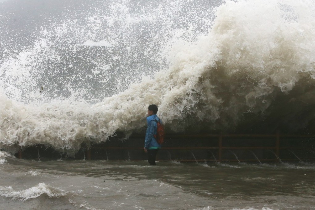 The sea around parts of the territory swelled up to 4.5 metres in height, inundating coastal and low-lying areas with a powerful storm surge. Photo: Sam Tsang
