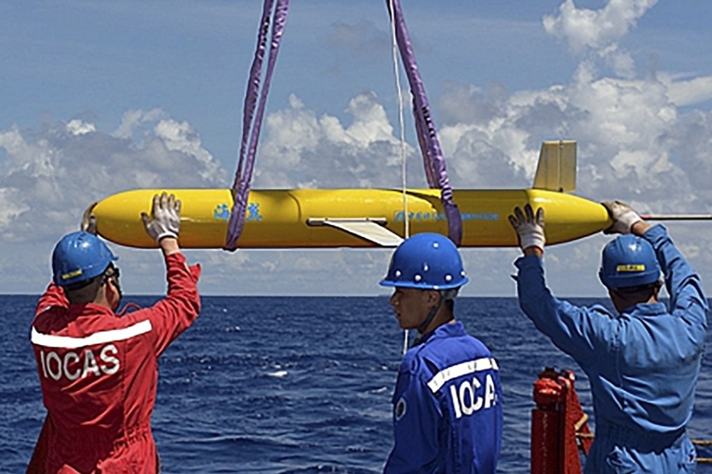 A Chinese government research drone is readied for launch in the South China Sea. The drones form part of a vast data collection network. Photo: Handout