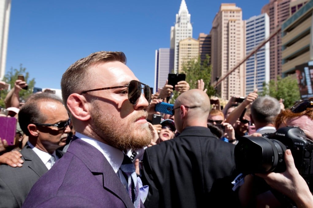 UFC lightweight champion Conor McGregor arrives at Toshiba Plaza in Las Vegas. Photos: Reuters