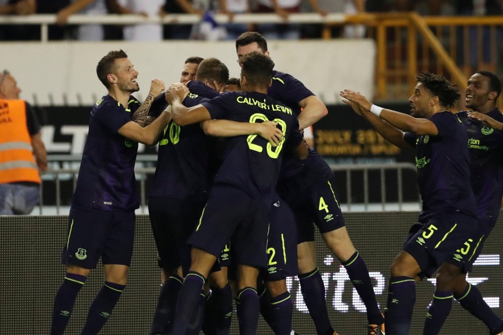 Everton’s Gylfi Sigurdsson celebrates scoring against Hajduk Split. Photo: Reuters