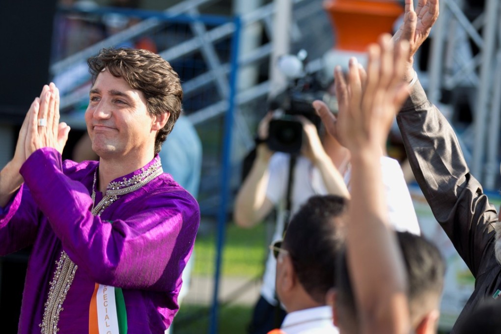 Canada's Prime Minister Justin Trudeau participates in the India Day Parade in Montreal, Quebec, on Sunday. Photo: Reuters