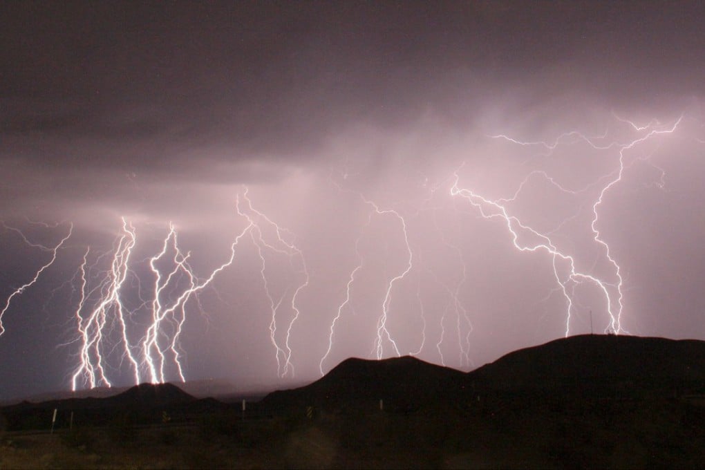 Mass lightning bolts light up night skies north of Barstow, California, in this file photo. Photo: Reuters