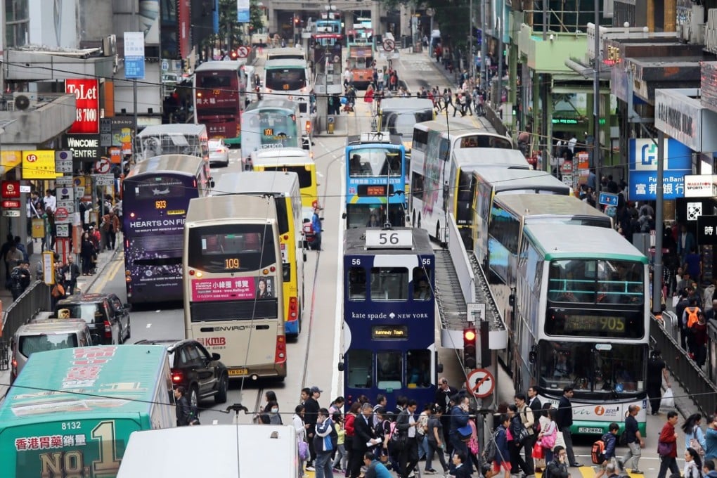 Heavy traffic is seen on the Des Voeux Road Central in Central. Photo: SCMP/Dickson Lee