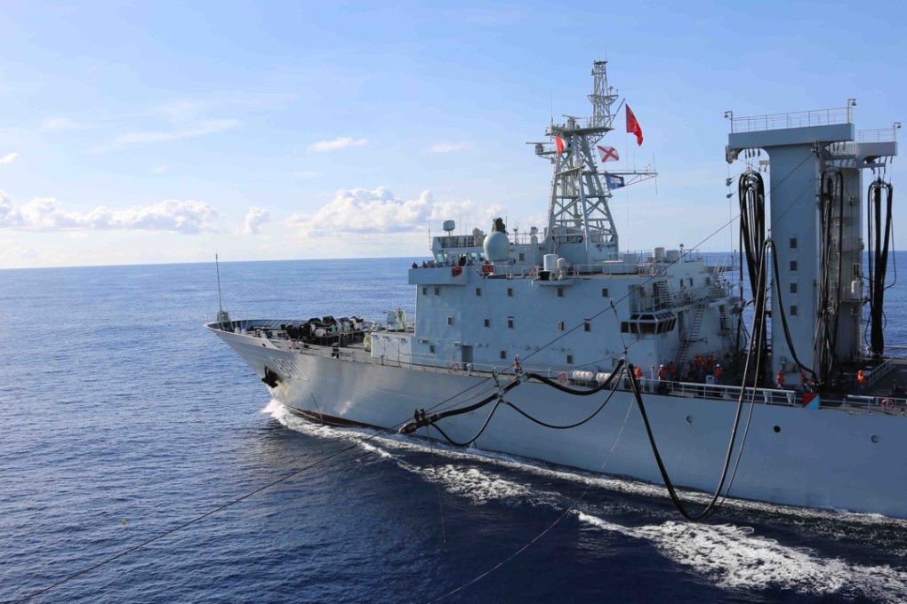 China’s naval supply ship Chaohu takes part in the exercise in the Indian Ocean. Photo: Xinhua
