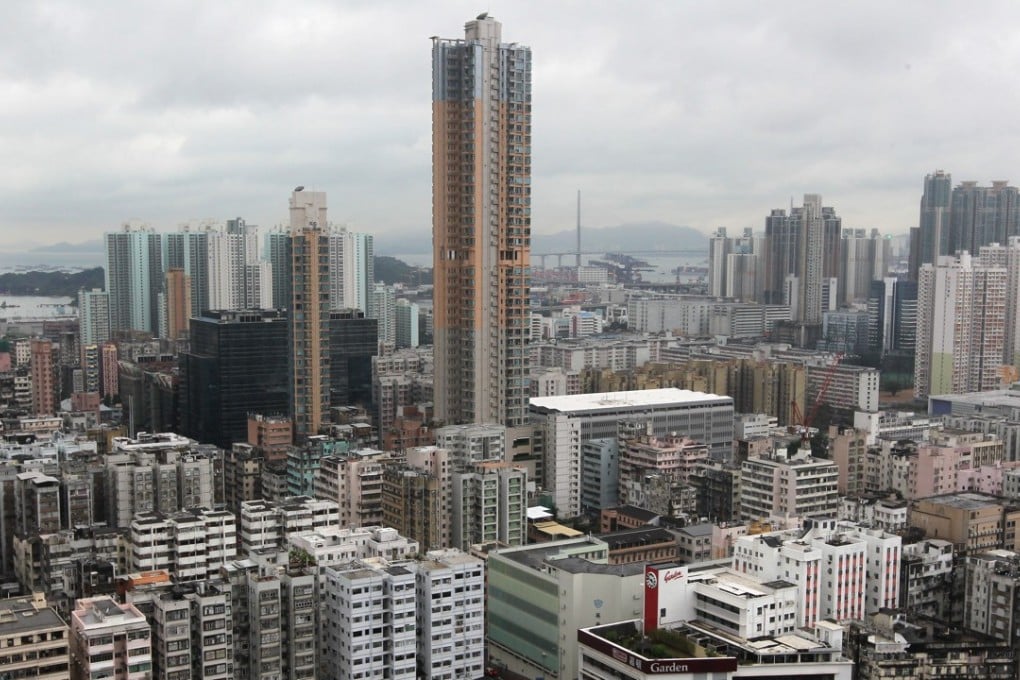 An aerial view of Sham Shui Po area. The Garden Building is in the foreground in the lower right corner. Photo: SCMP