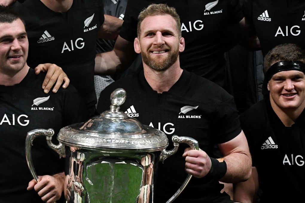 New Zealand captain Kieran Read with the Bledisloe Cup after his side’s thrilling victory over the Wallabies. Photos: AFP