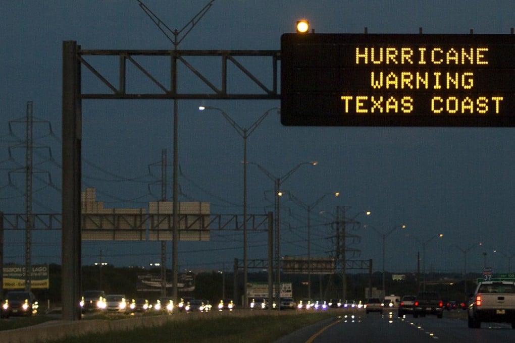 Traffic is heavy in anticipation of Hurricane Harvey on the Interstate-37 highway outside San Antonio, Texas. Conditions deteriorated Friday along the Texas Gulf coast as Hurricane Harvey strengthened and crawled toward the state, with forecasters warning that evacuations and preparations “should be rushed to completion.” Photo: Austin American-Statesman via AP