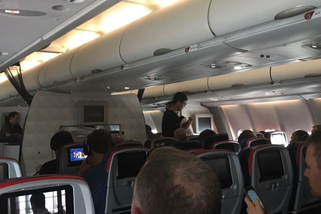 Flight DL38 on the tarmac at Hong Kong International Airport on Sunday morning. Photo: Hana Davis