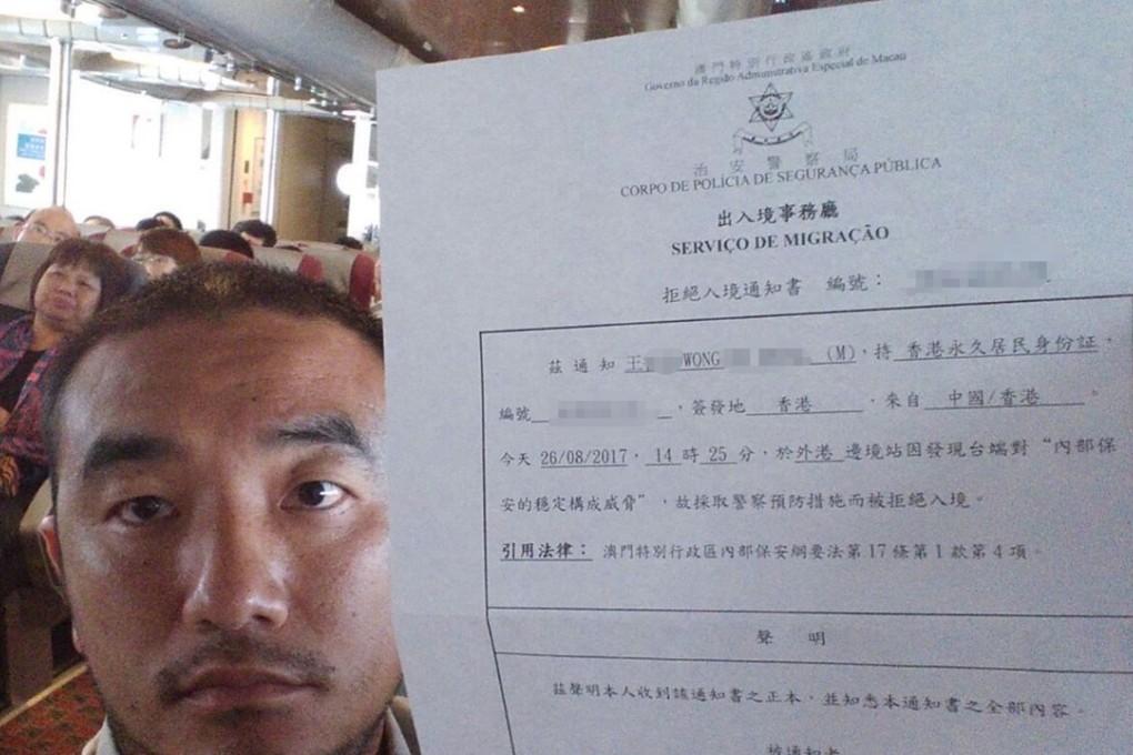 SCMP photographer Felix Wong was denied entry into Macau.