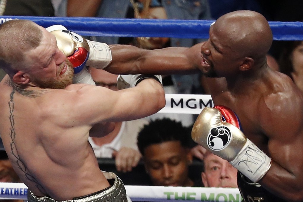 Floyd Mayweather in action against Conor McGregor. Photo: AP