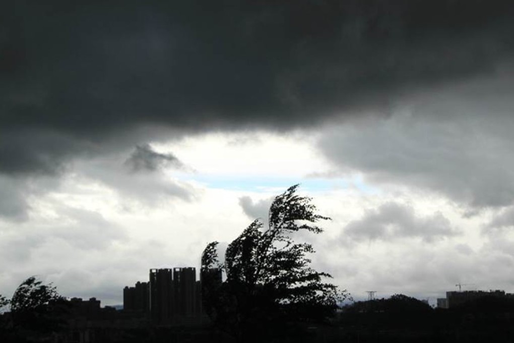 The sky above Jiangmen city, Guangdong on Sunday morning after Pakhar made an earlier landfall at Taishan. Photo: Handout