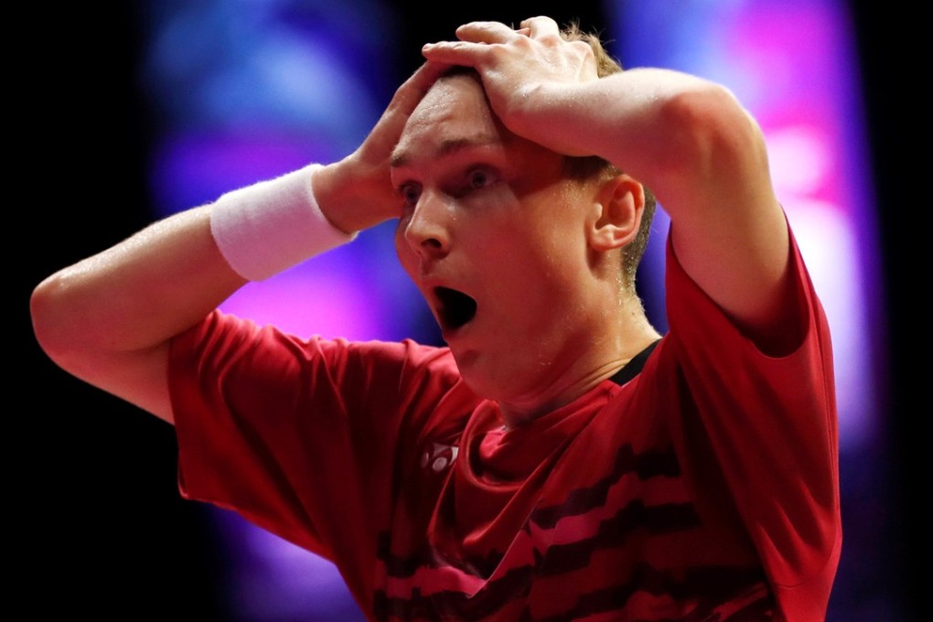 Denmark’s Viktor Axelsen celebrates his win against China's Lin Dan. Photo: Reuters
