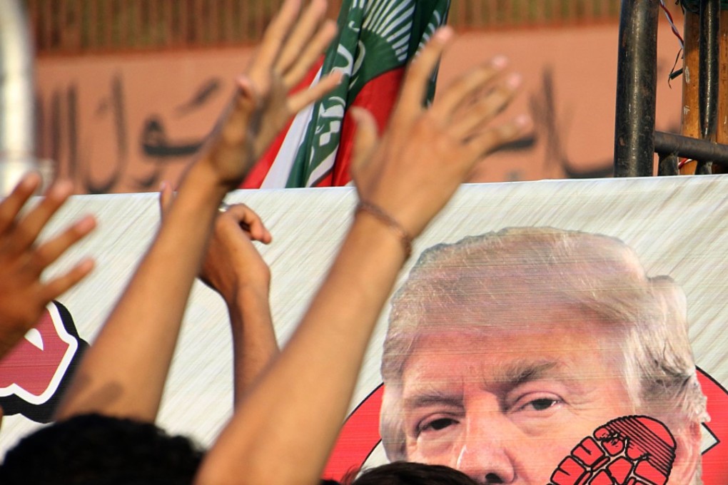A rally erupts in Pakistan against US president Donald Trump after the US leader accused Pakistan of duplicity in the fight against jihadists. Photo: EPA