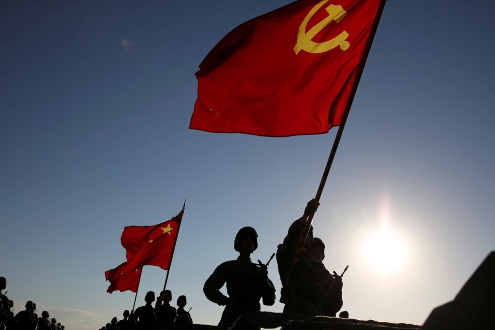 Soldiers commemorate the 90th anniversary of the foundation of the People’s Liberation Army in Inner Mongolia in July. Picture: Reuters