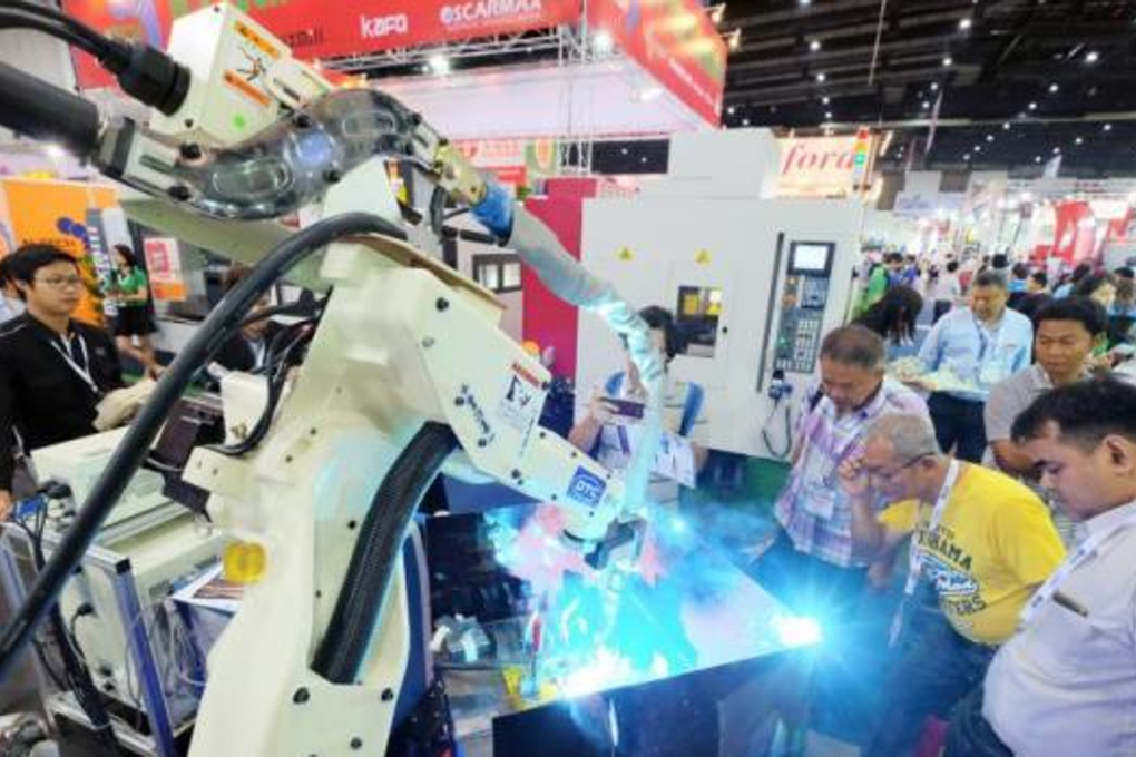 Automated machinery on display at a trade fair in Bangkok. The Thai government wants to develop robotics as part of its Thailand 4.0 policy. Photo: Bangkok Post