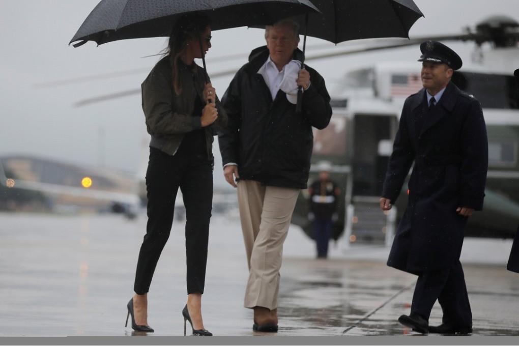 US President Donald Trump and first lady Melania Trump board Air Force One to fly to Texas. Photo: Reuters