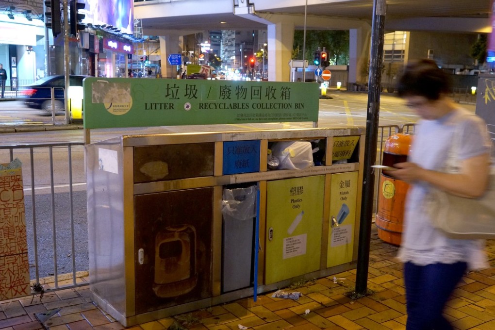 A recycling collection bin in Causeway Bay. Photo: Fung Chang