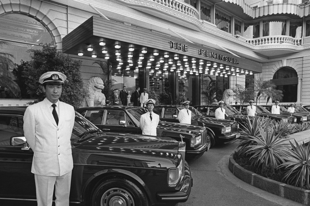 Chauffeurs standing beside The Peninsula hotel’ new HK$12 million fleet of Rolls-Royce Silver Shadows in 1987. Photo: SCMP
