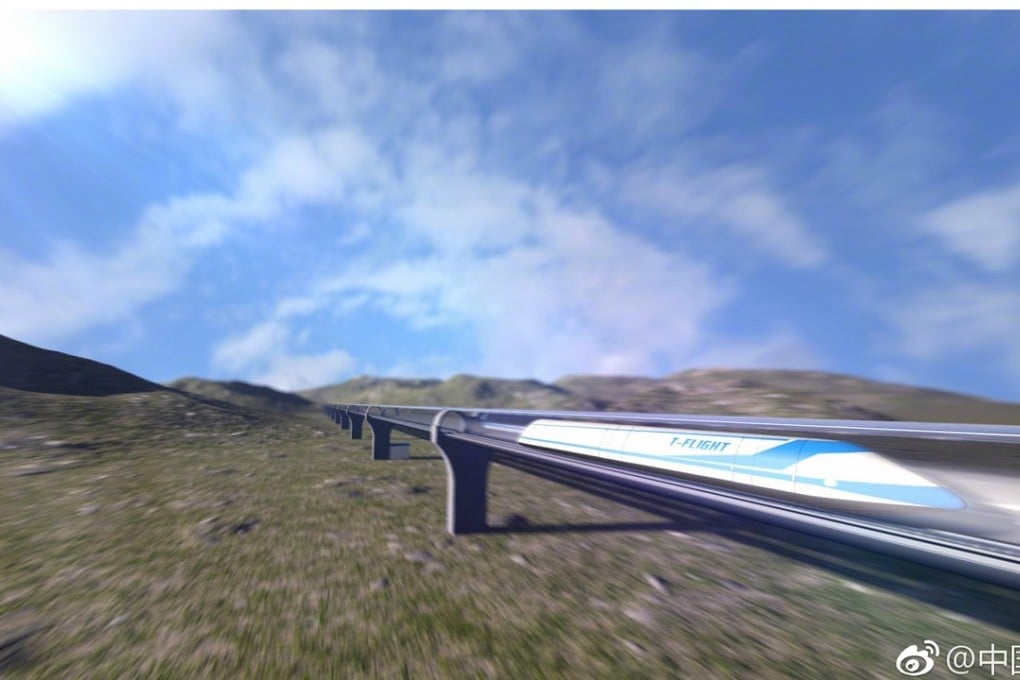 The ‘flying train’ would theoretically allow passengers to travel from Beijing to Wuhan in central China in half an hour. Photo: Handout