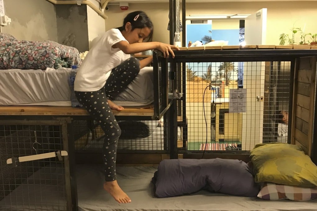 Wontonmeen’s hostel dormitory has 10 cage-home beds. Photo: Jessie Yip