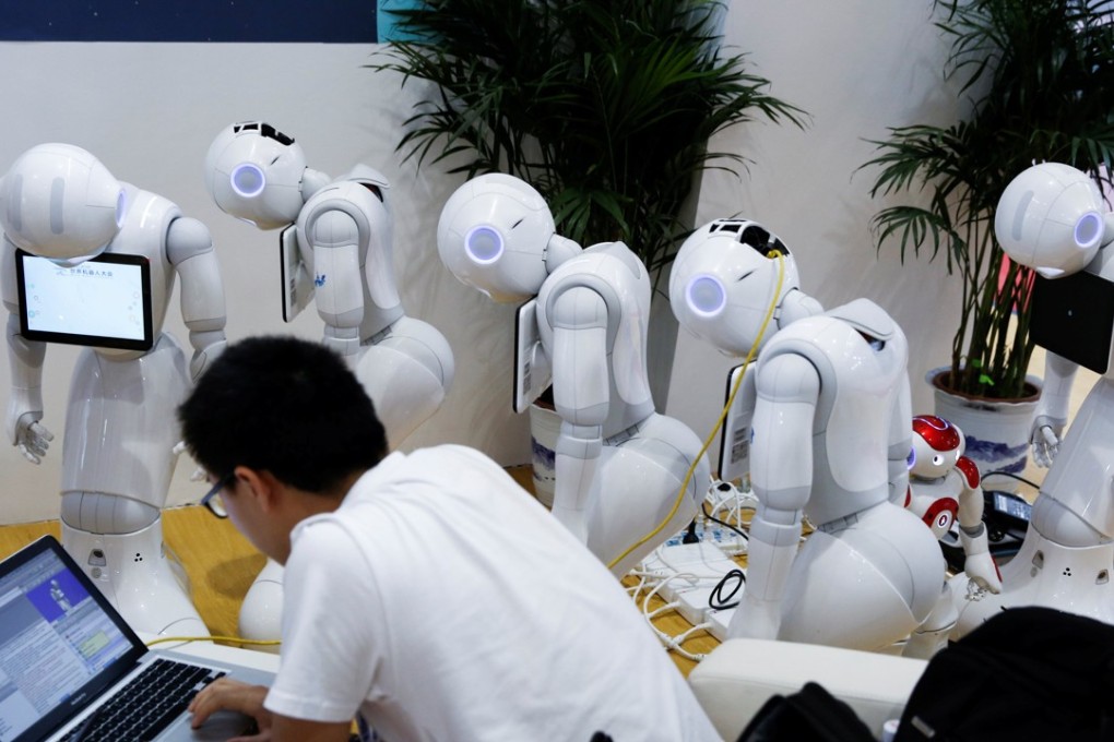 A technician prepares SoftBank Robotics ‘Pepper’, a humanoid robot, at the 2017 World Robot Conference in Beijing on August 22, 2017. Photo: Reuters