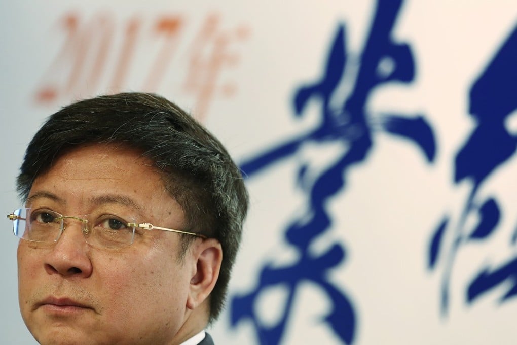 Sun Hongbin, founder and chairman of Sunac China, during the interim results press conference in Hong Kong. Photo: SCMP / Jonathan Wong