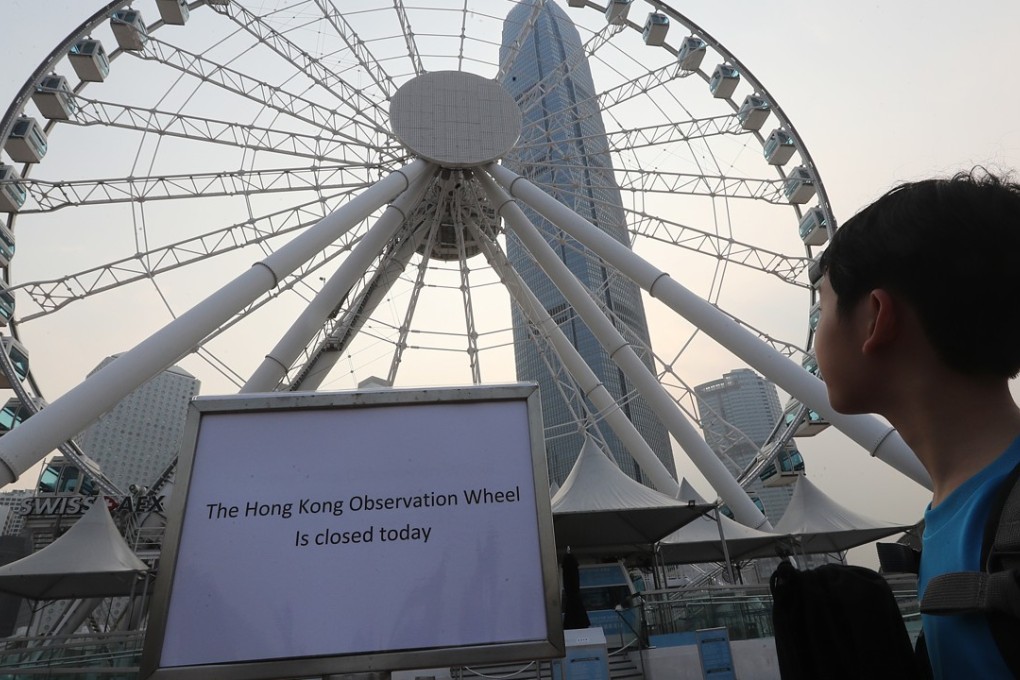 The Hong Kong Observation Wheel is closed in Central. Photo: Edward Wong