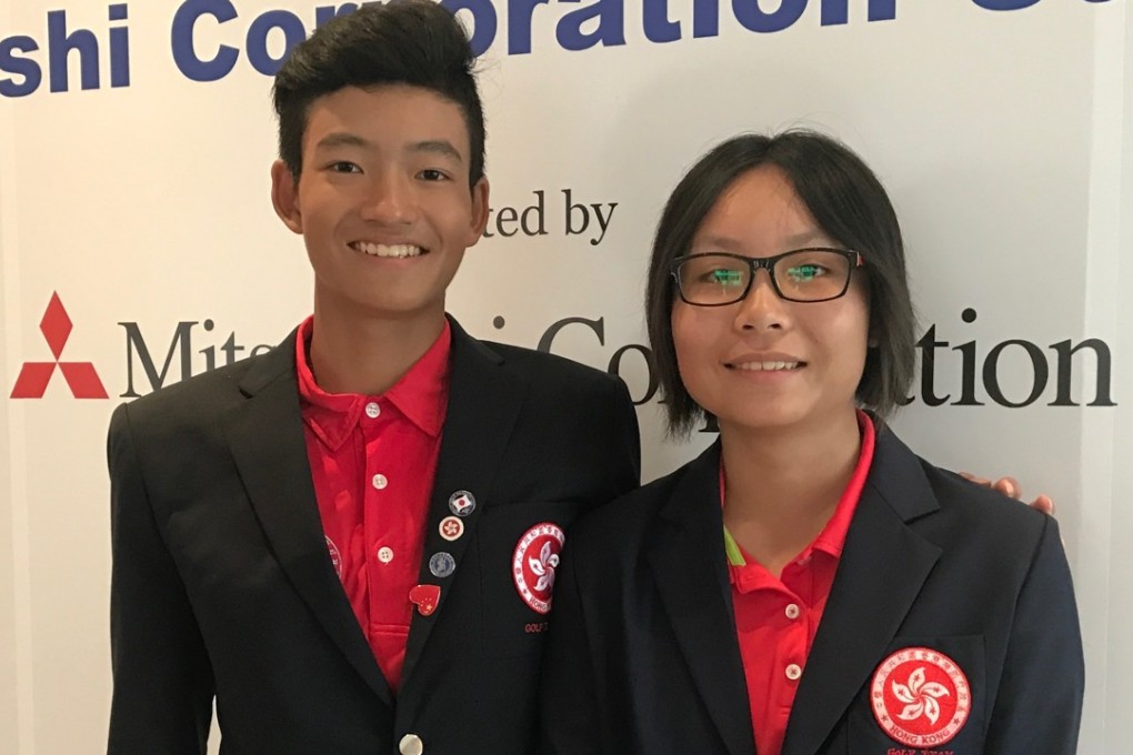 Taichi Kho and Chloe Chan after finishing eighth at the Asia-Pacific Golf Confederation Junior Championship at the Hong Kong Golf Club. Photos: Handout