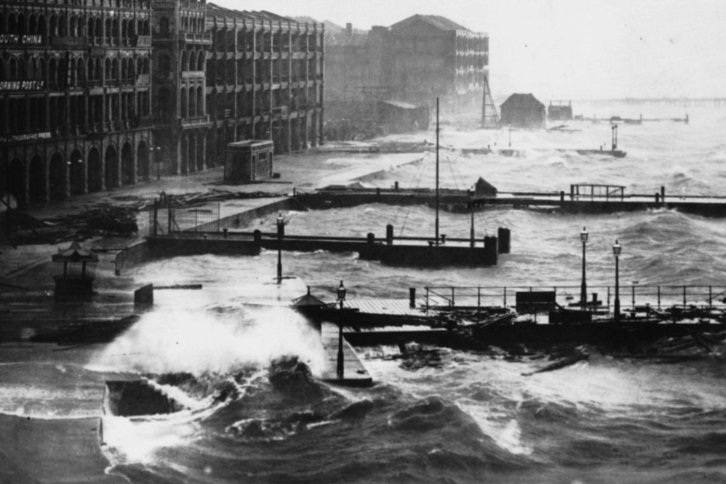 The South China Morning Post Central offices during a 1906 typhoon.