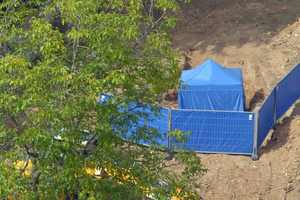 The sealed off area where a British bomb was found. Photo: EPA