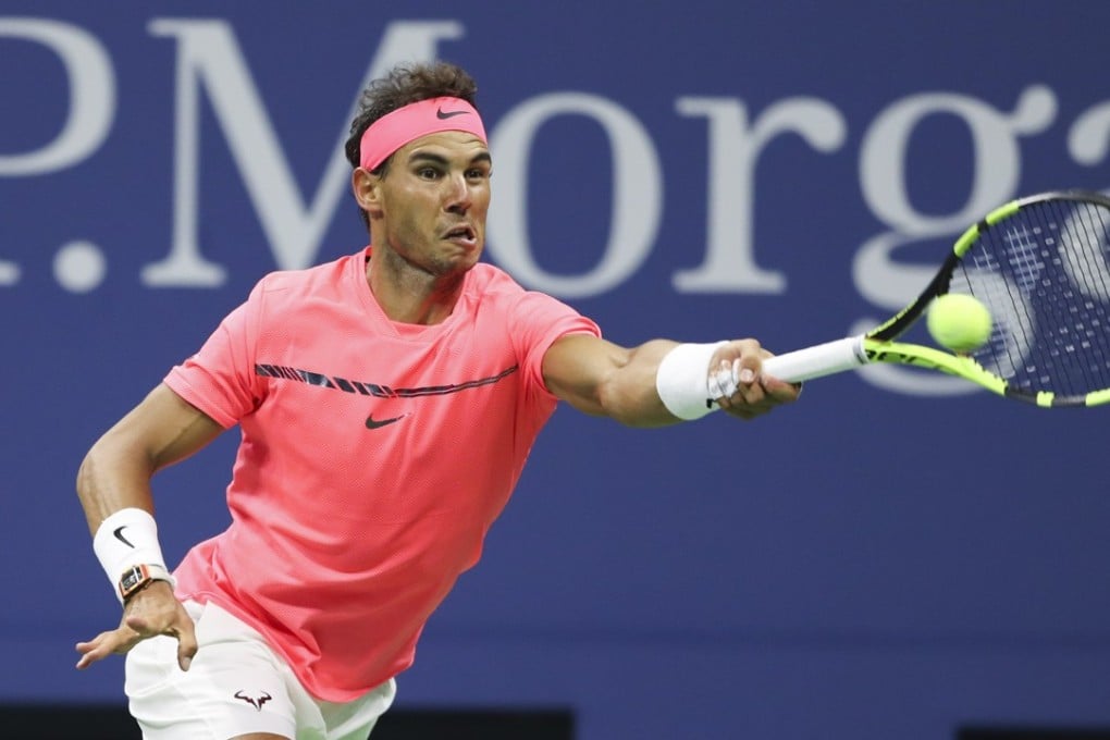 Rafael Nadal of Spain hits a return during his win against Leonardo Mayer of Argentina. Photo: Xinhua