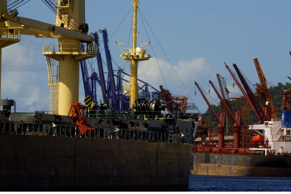 A ship approaches the port of Paranagua in Brazil. The port has an annual capacity of 1.5 million TEUs. Photo: AP