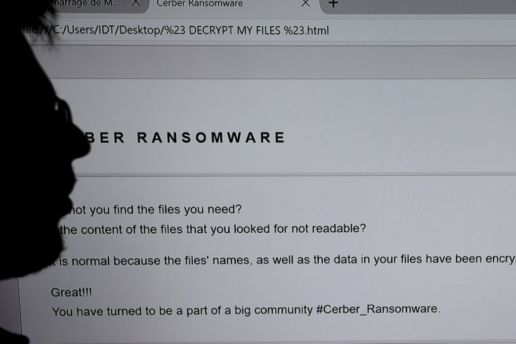 Last year, there were 309 incidents of ransomware attacks in Hong Kong. Photo: AFP/ Damien Meyer
