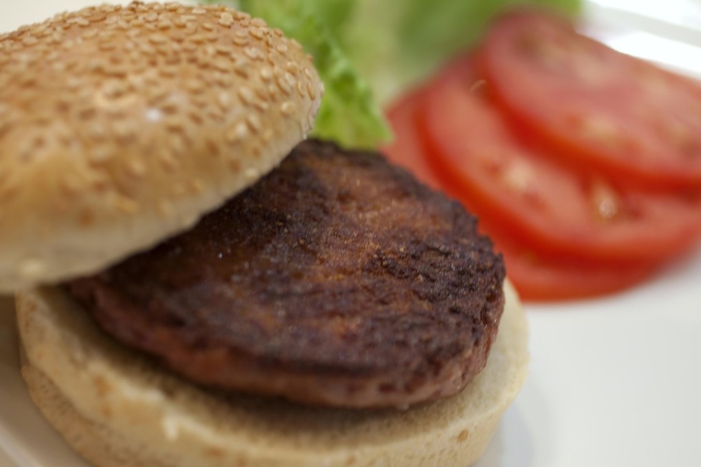 The world's first lab-grown beef burger in 2013. The in-vitro burger, cultured from cattle stem cells, was the first example of what its creator said could provide an answer to global food shortages. File photo: Reuters