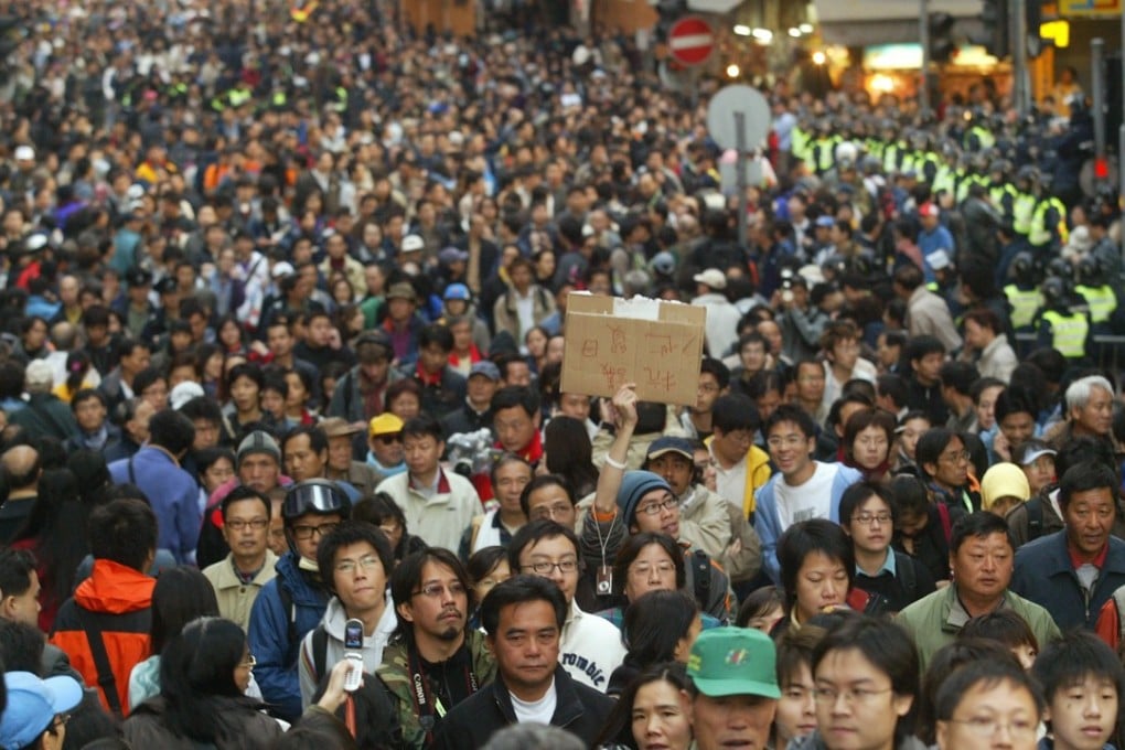 Anti-World Trade Organisation ( WTO ) protesters marching from Hong Kong’s Victoria Park to Wan Chai on 18 December 2005. Photo: SCMP