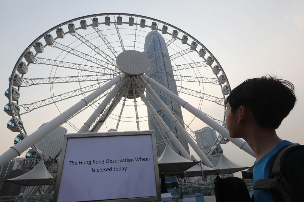 The Hong Kong Observation Wheel is closed in Central. Photo: Edward Wong