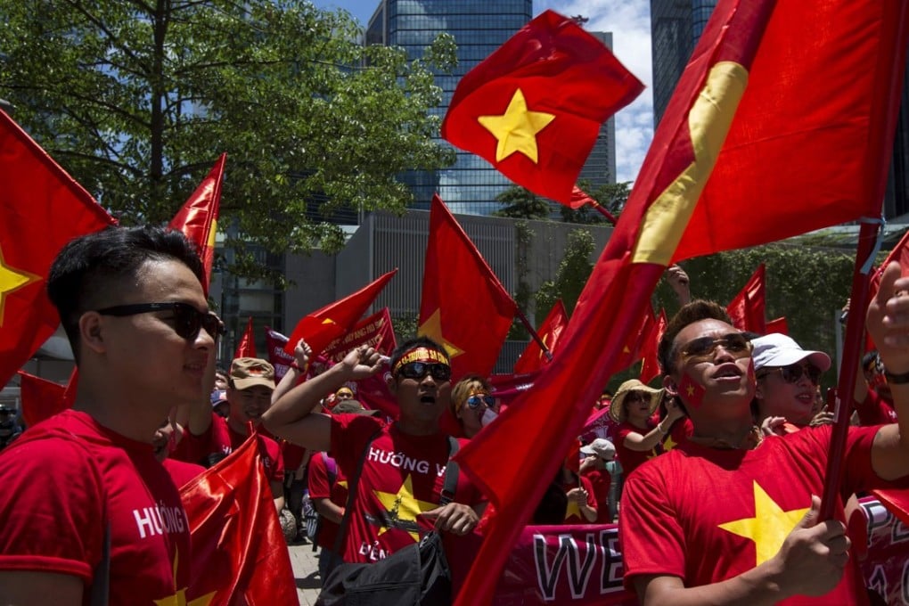 A file picture of Vietnamese living in Hong Kong protesting against China’s competing claims to the Paracel Islands in the South China Sea. The latest Vietnamese government protest was over Chinese military exercises in the disputed waters. Photo: Reuters
