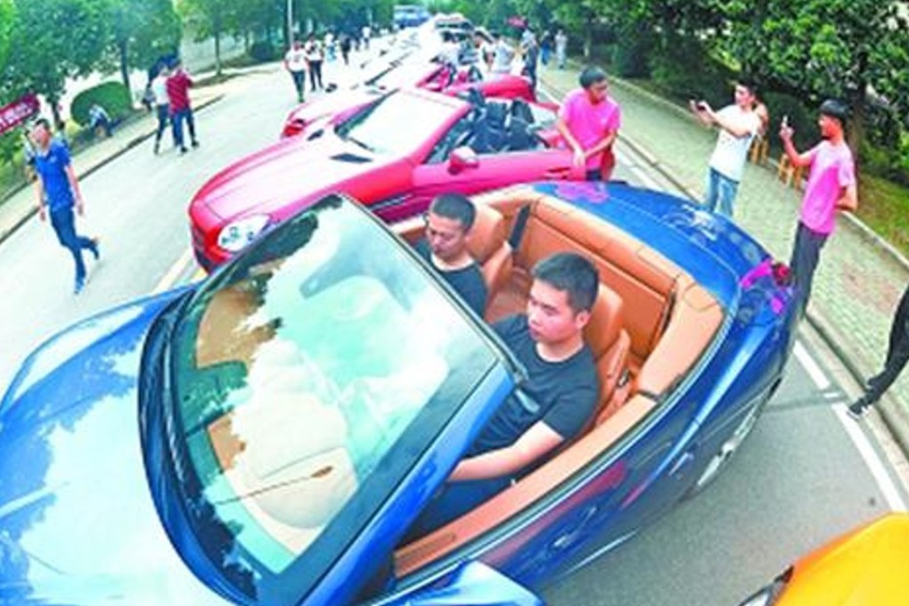 The cars bought by the college lined up on display. Photo: Handout