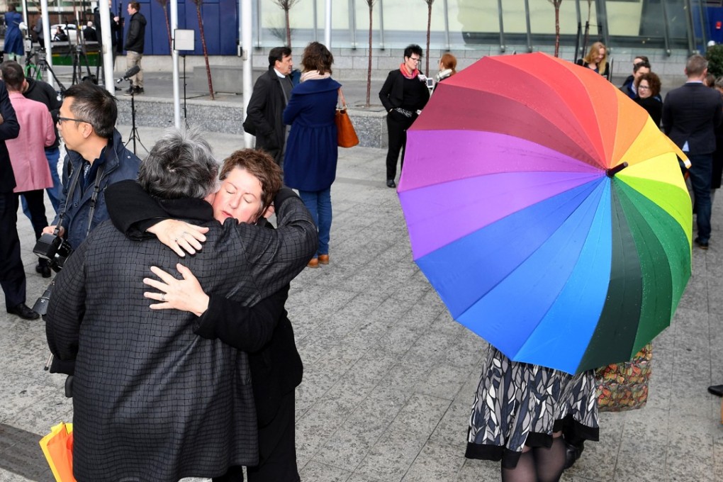 Supporters of same-sex marriage outside the High Court in Melbourne. Photo: Reuters