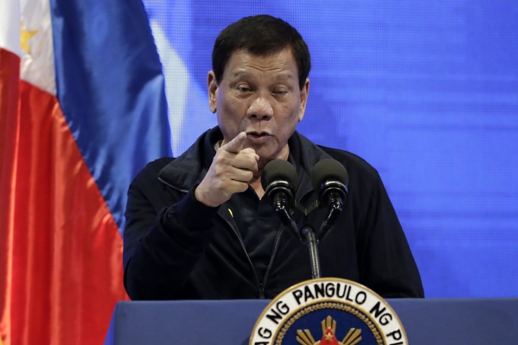 Filipino President Rodrigo Duterte speaks during the 23rd anniversary of the Technical Education and Skills Development Authority, in Taguig city, on August 30. For some, Duterte’s hardline approach to drug crime brings up memories of dictator Ferdinand Marcos. Photo: EPA